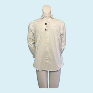Tommy Hilfiger Men’s White Stretch Dress Shirt Size Small (Timeless Essential)✨